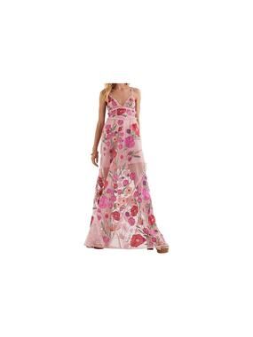 For Love & Lemons Pink Kaylee Maxi Halter Dress Small